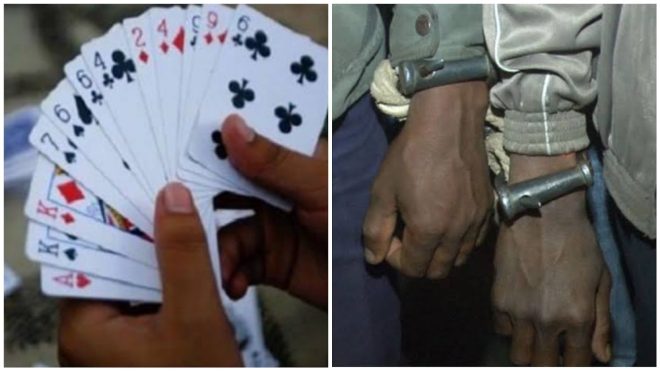 बाजी लगाकर ताश पत्तो से जुआ मन्ना